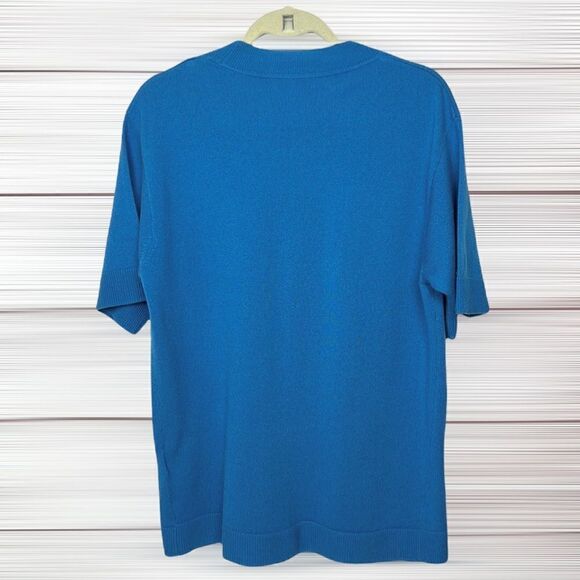 NWT SANDRO sweater short sleeves wool/cashmere blue knotted on the side S - Picture 5 of 13